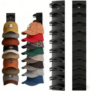 2-Pack Multi-Tier Hat Rack, Dual Mounting Wall & Over-the-Door Cap Organizer, Black Storage for Closet & Bedroom Decor
