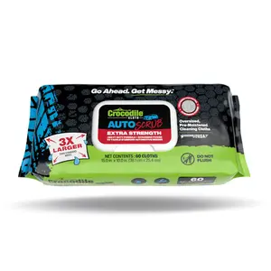 Crocodile Cloth AutoSCRUB Extra Strength Wipes 60 Cloths 15x10 Oversized for Automotive Garage Workshop Cleanup