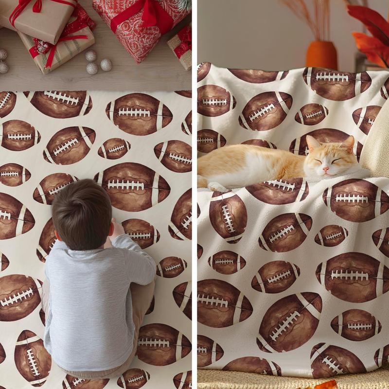 Horaldaily Football Flannel Blanket Throw, Football Soft Fuzzy Plush Cozy Fleece Blankets for Couch Sofa Bed Lounging, Ideal Gifts for Kids Adults Self, 50x60