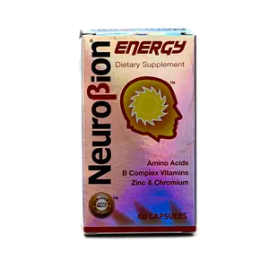 Edible Neuro Energy Dietary Supplement - 60 Capsules with Amino Acids, B-Vitamin Mix, Zinc, Chromium, Guarana Extract - Supports Brain Health, Energy Boost, Vitality, Nervous System - Prop 65 Safe Health & Wellness Supplement