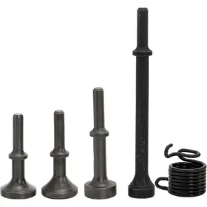 5 count Smoothing Air Hammer Bits Set, Heavy Duty Pneumatic Hammers with Spring, Oxide Finish