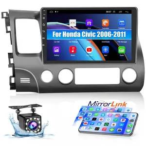 10.1 Inch Android Car Radio for Honda Civic 2006-2011, IPS Touch Screen with CarPlay, Android Auto, MirrorLink, EQ, SWC, and Mic, Eq Swc Mic