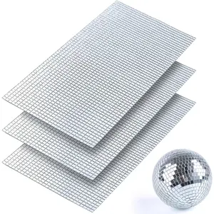 Mirror Tiles Self Adhesive 5100 Pieces Mosaic Tiles Sheet Disco Ball Tile Stickers Square Mosaic Mirror Pieces Small Glass Strips for Crafts Silver 5×5mm