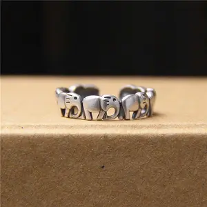 A group of elephant rings, a niche and versatile creative peace and auspicious open ring, a birthday gift