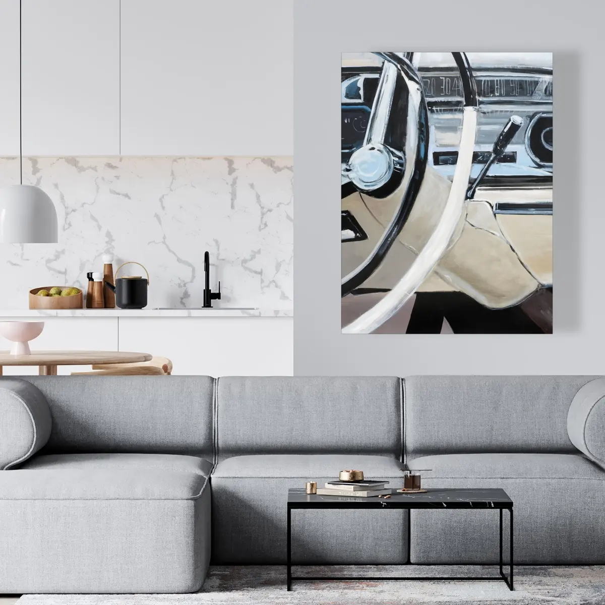 360 Stand 36x48 in. Retro 1950s Car Dashboard Detail Wall Photo Print - Artwork for Home & Office Decor, Thoughtful Gift for Vintage Decor Enthusiasts, Decoration, Artistic, Car Art Prints, Classic Car Graphic Prints