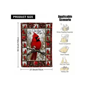 1pc Cozy Red Cardinal Collage Printed Throw Blanket - Flannel, Contemporary Style, All-Season Versatile Sofa, Couch, Bed, Office, Travel & Camping -, Allseason Blanket | Contemporary Style | Soft Texture, Cardinal Decor