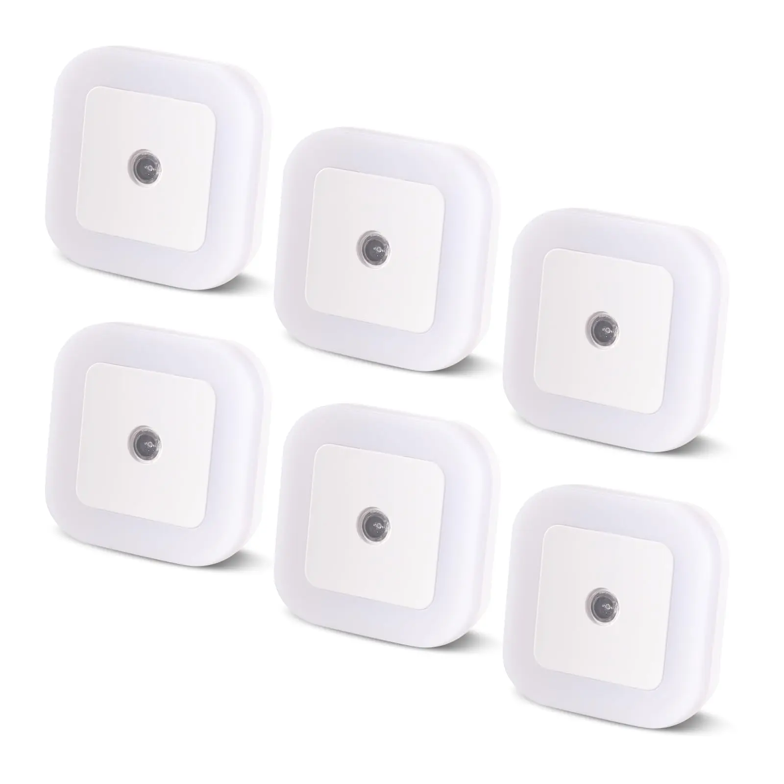Night Light, 0.5W Daylight White LED Plug-in Night Light with Dusk to Dawn Sensor, Pack of 6 - Designed for Kids Room,Bedroom, Bathroom, Stairs, Kitchen