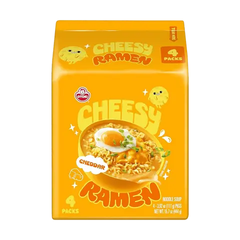 OTTOGI Cheddar Cheese Ramen 4-Pack | Authentic Korean Instant Noodles | 111g Each