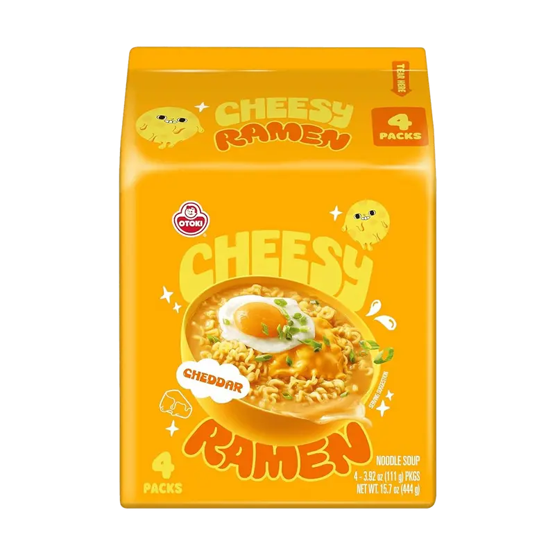 OTTOGI Cheddar Cheese Ramen 4-Pack | Authentic Korean Instant Noodles | 111g Each