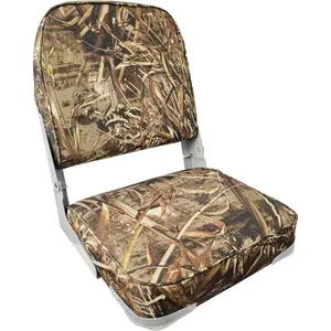 Padded Camo Folding Fishing Boat Chair with Backrest, Marine Bass Jon Boat Seats with Storage Bag for Boating Angling