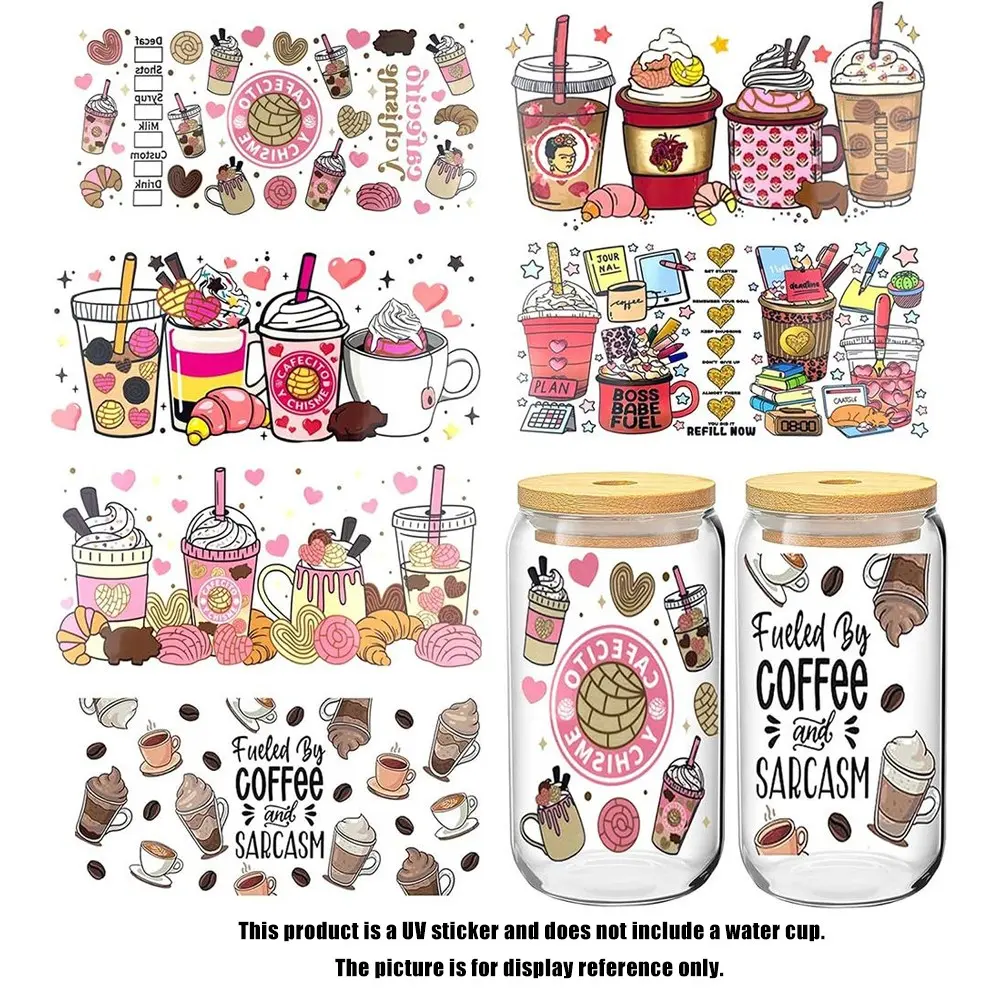 UV DTF Glass Transfer Customizable Stickers, Handmade Cup Decals for 16oz (473.2ML) Glasses Furniture Wood Crafts, DIY Craft Supplies