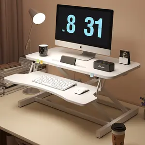 32 Inch Desk Converter, Height Adjustable Sit to Stand Riser, Dual Monitor and Laptop Workstation with Wide Keyboard Tray, Standing Computer Desk, WHITE