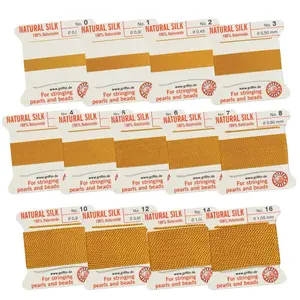 AMBER Griffin Silk Bead Cord Thread make Silk Tassels, Pearl Knotting Cord, Macrame Knotting Cord. Carded Silk 2 Meters with Needle