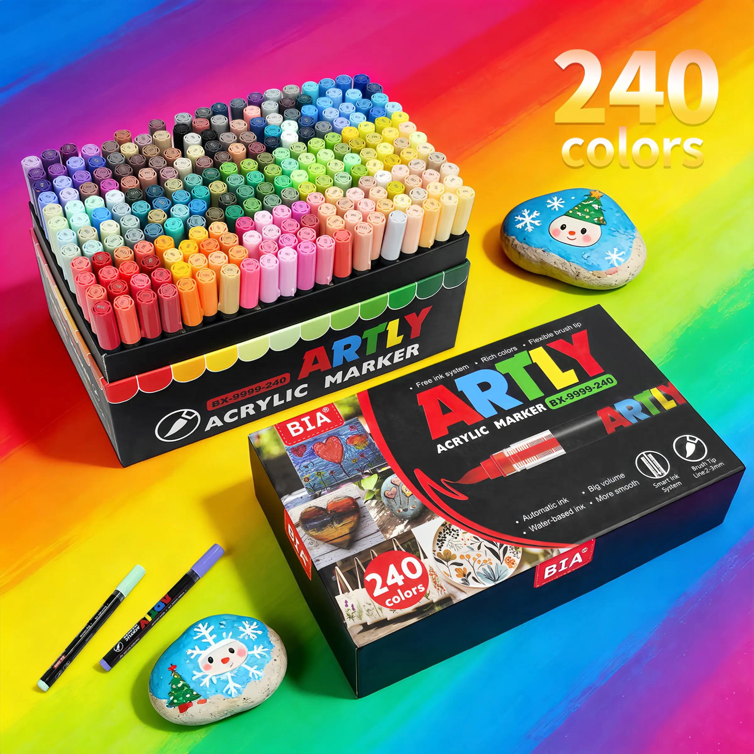 Professional Art Markers Set, 240 Colors Soft Tip, Suitable for Various Materials, Graffiti Painting, Back-To-School Art Creation Kit