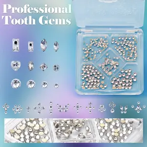Novani Y2K Fashion 260 Pieces Crystal Tooth Gem Kit with Retainer Box & Stainless Wire Brace for Sparkling Smile and Long-Lasting Effect