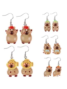 Fashion Cute Cartoon Glow-In-The-Dark Capybara Water Buffalo Earrings, Creative Fun Girl Heart Ear Hooks, Stylish Dangle Earrings