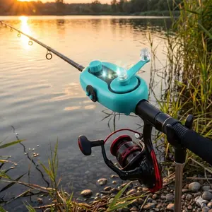 Waterproof Clip-on Fishing Bite Alarm with Sound Alert & Flashing Lights, Night Fishing & Sea Fishing, High Sensitivity, 5-Level Volume, Anti-Tangle Stand, Auto Reset Vibration Sensor, Battery Compartment, Easy Switch.