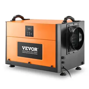 VEVOR 156 Pints Commercial Dehumidifier with Drain Hose, Portable Crawl Space Dehumidifiers for Basement Storage Room Industrial Grade, Auto Defrost/Drainage, Heavy-duty Galvanized Steel, LED Indicate