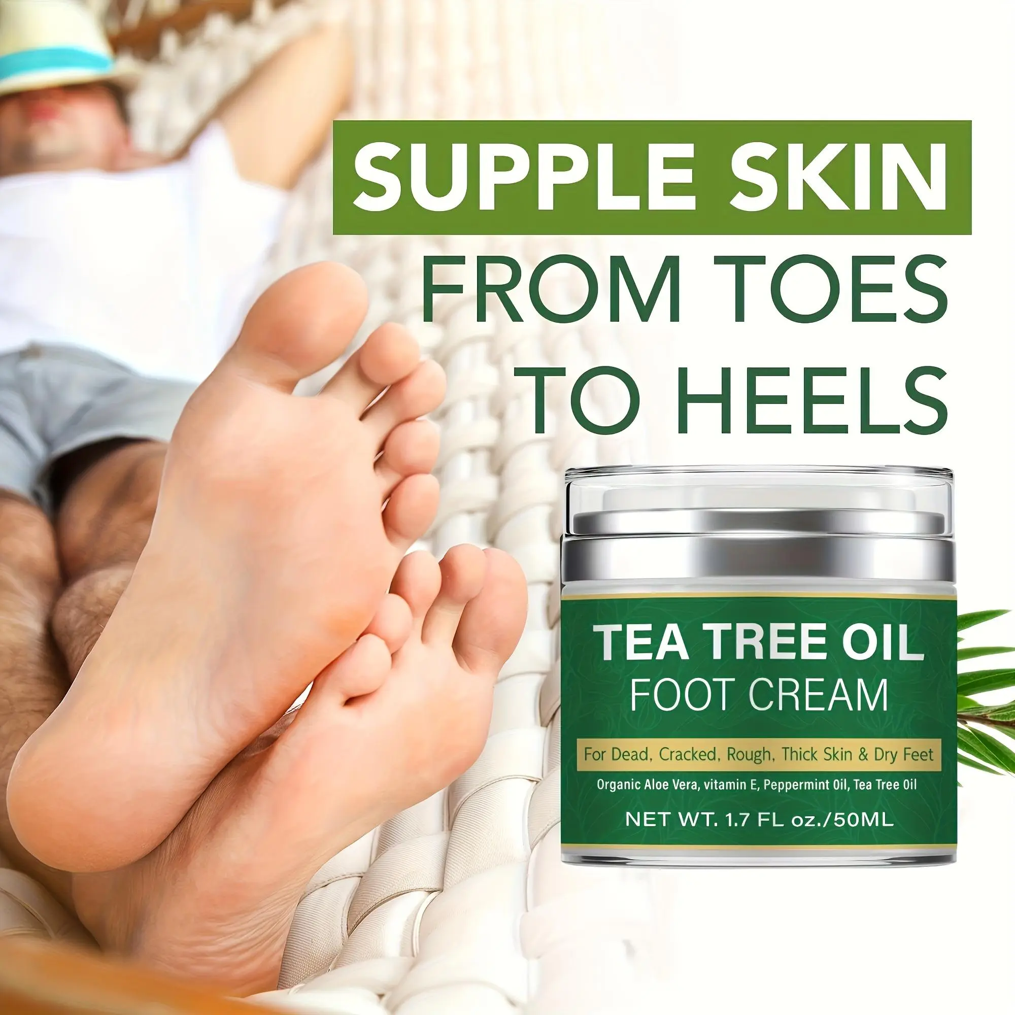 Deep Moisture Foot Cream – Hydrating & Repairing Treatment for Dry, Cracked Heels, Soothing Softening Formula for Daily Care Intensive Foot Care Tea Tree Oil
