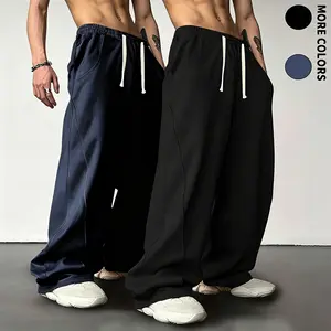 Men's Baggy Wide Leg Sweatpants, Casual Loose Fit Streetwear Trousers，Drawstring Waist Loose Fit Pants，#Streetwear #Sweatpants #WideLegPants #BaggyClothing #BaggySweatpants