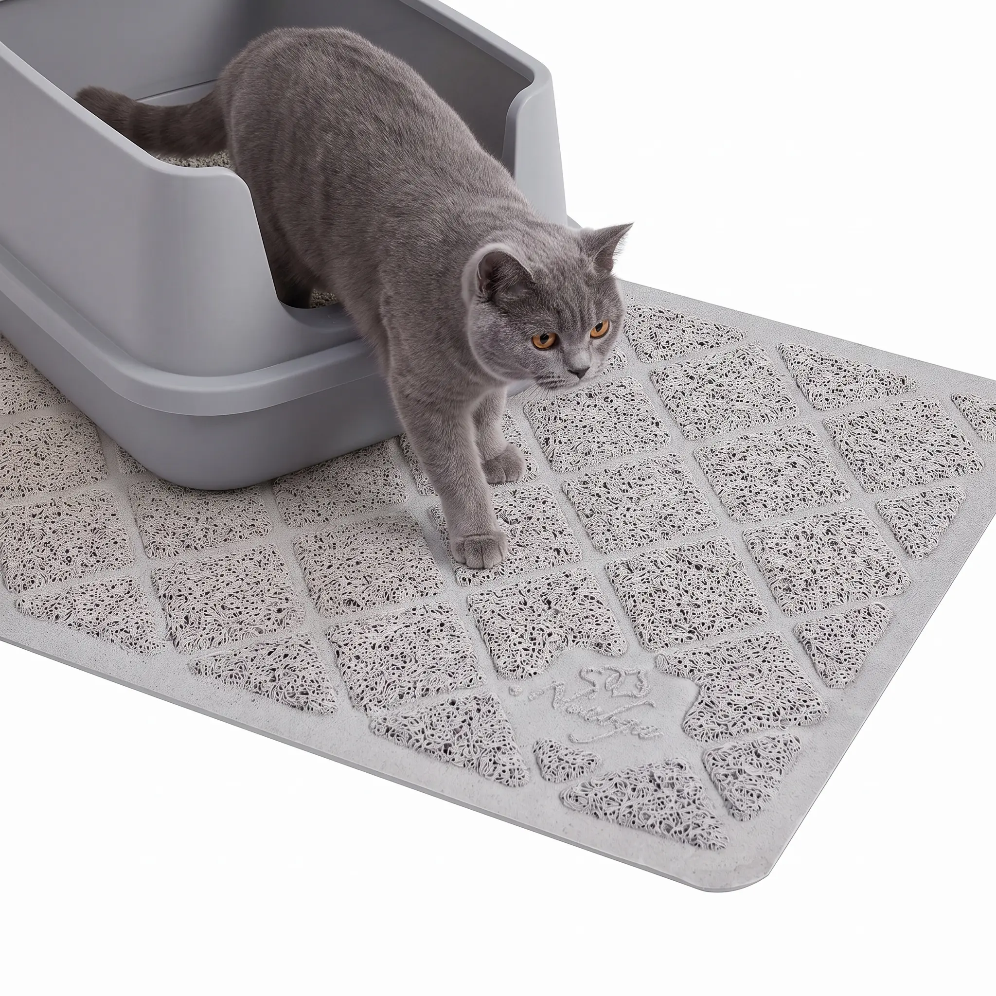 Premium Cat Litter Mat, Beige, Available in 3 Sizes (23×14 / 35×23 / 47×23 Inch), Honeycomb Texture Trap Litter & Keep Floors Clean, Waterproof & Washable, Vacuum Friendly, Non-Slip Rubberized Bottom, Reusable & Durable, Perfect for All Litter Boxes