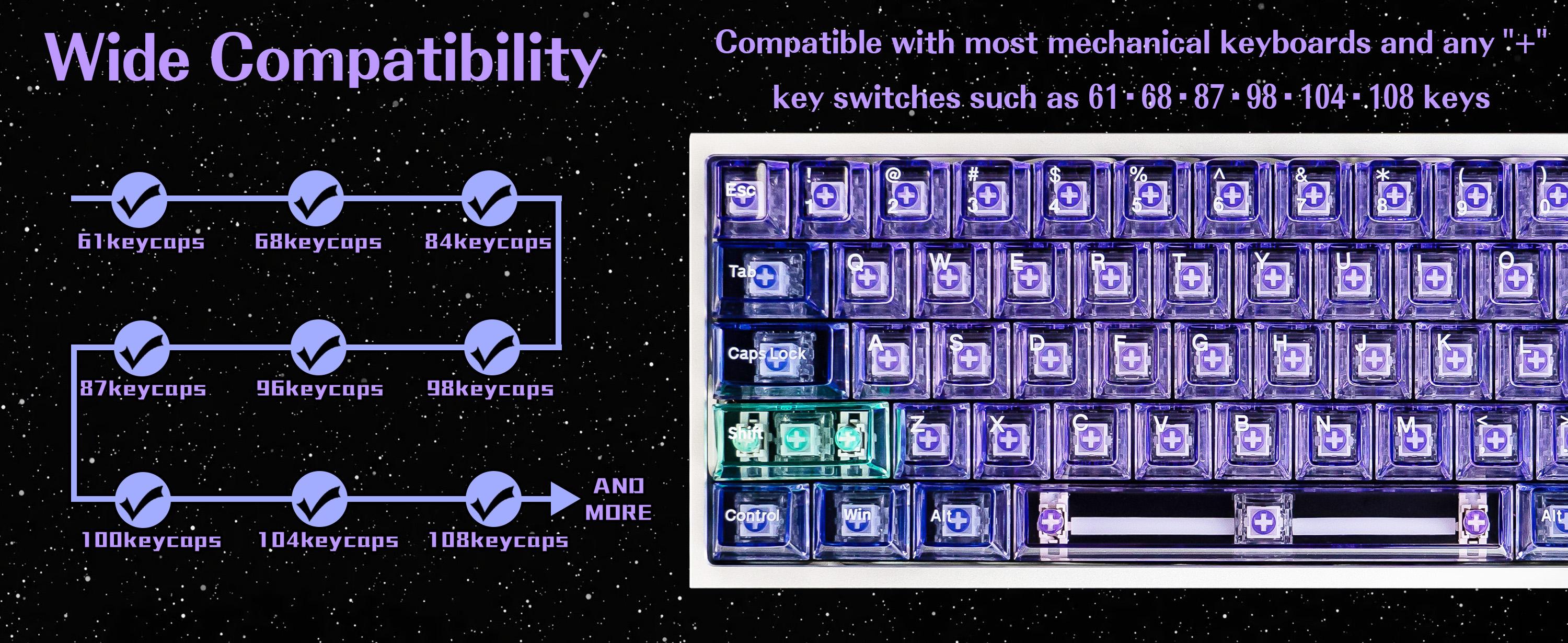 157 Keys Custom Pink Clear Transapent Keycaps PC Material UV Tranfer Purple Clear Keycaps Set Fit for 61/64/87/104/108 Mechanical membrane Keyboard Cherry Mx Switches outdoorfun