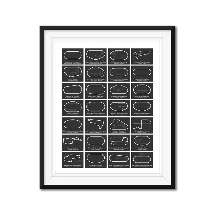NASCAR Cup Series 2025 Race Track Poster | Stock Car Schedule Wall Art | Racing Decor for NASCAR Fans