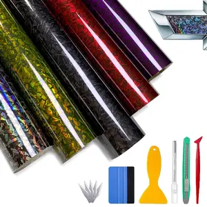 12" x 60" Gloss Forged Carbon Fiber Car Wrap Vinyl, Bubble Free Air Release Adhesive Car Wrap Film Roll DIY Decals, for Vehicle Exterior Decoration
