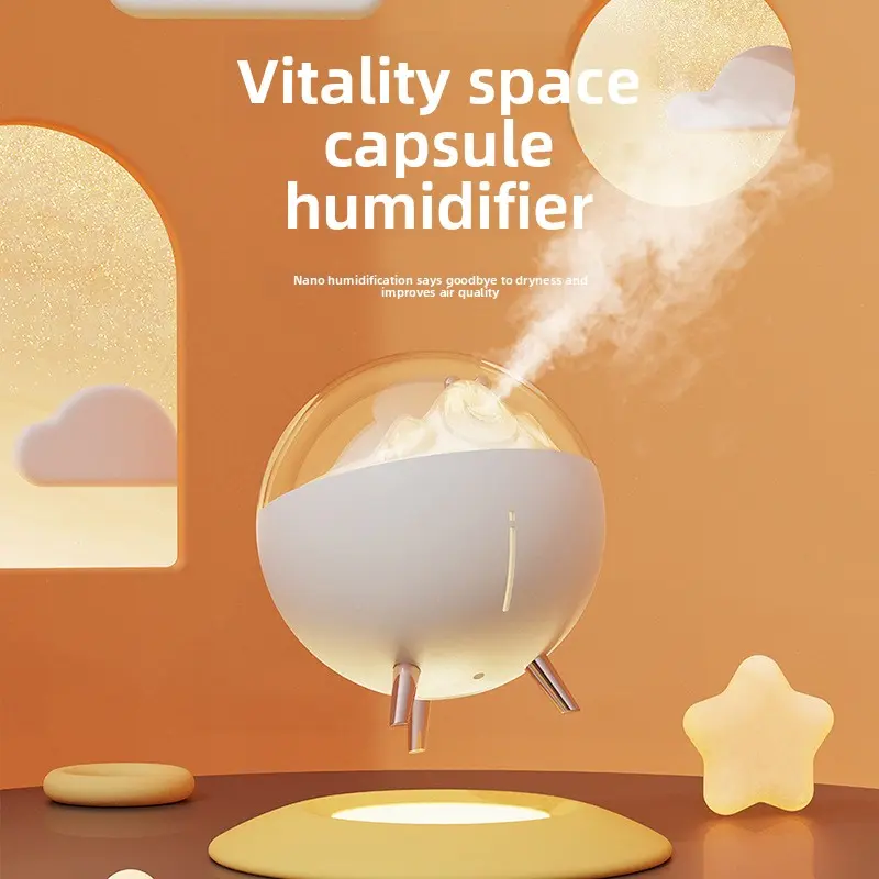Summer Cooling Essentials: New Arrivals – Cute Pet-Themed Space Capsule Humidifier with High Mist Output – Desktop, Home and Car Mini Humidifier