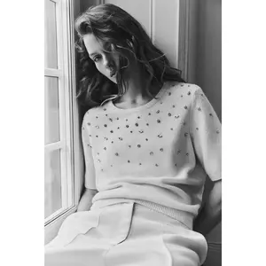 H&M Rhinestone-embellished fine-knit top