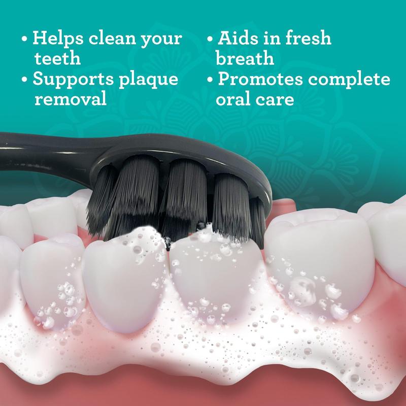 GuruNanda Butter On Gums Charcoal Toothbrush - Extra Soft Bristles - 6 Pack Oral Smooth Gentle Sensitive