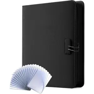 9 Pocket Toploader Binder with Lock– Holds 288 Top Loaders – Premium Zipped Double-Sided Card Album for Trading, MTG, Sports Cards (Black)
