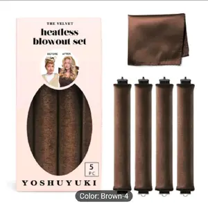 Overnight Hair Care Set for Heatless Curls - Large Velvet Curlers for Sleeping, Gentle Curling Rods Suitable for Every Hair Type