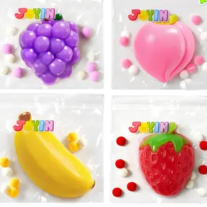 4 Pcs Fruit Squishy Fidget Toys - Soft Squeeze Banana, Grape, Strawberry, Peach Fufu Toys, Cute Party Gifts for Kids (Home & Festive Party Supplies)