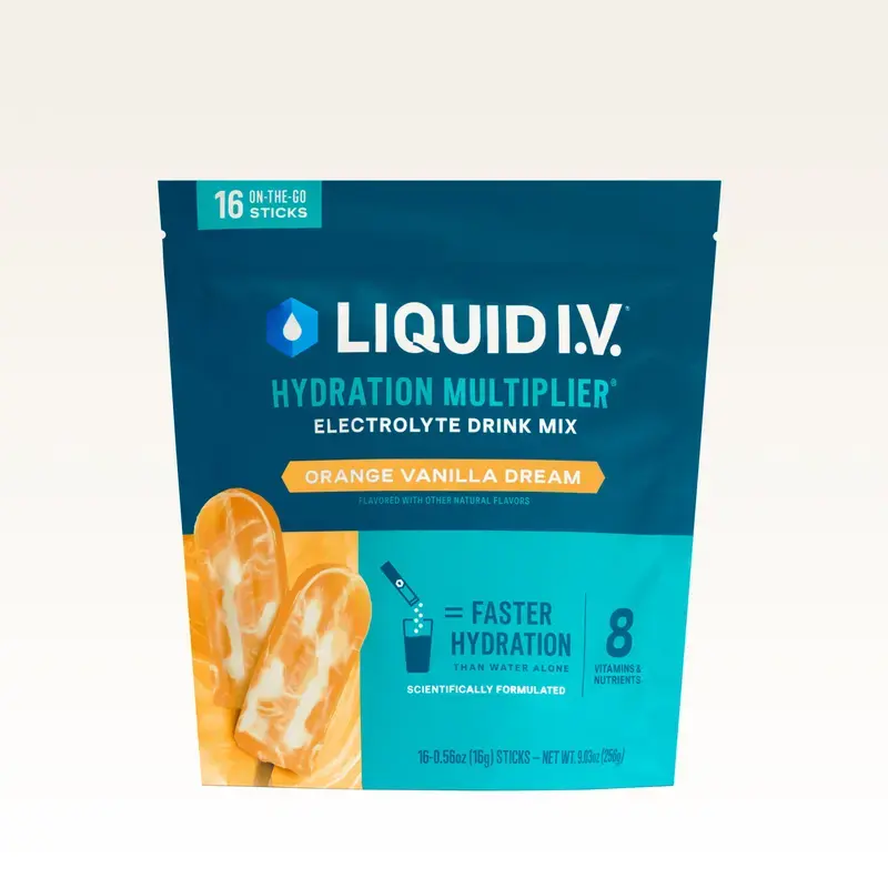 Liquid I.V. Hydration Multiplier - Orange Vanilla Dream - Hydration Powder Packets | Electrolyte Powder Drink Mix | Convenient Single-Serving Sticks | 8 Vitamins & Nutrients | 1 Pack (16 Servings)
