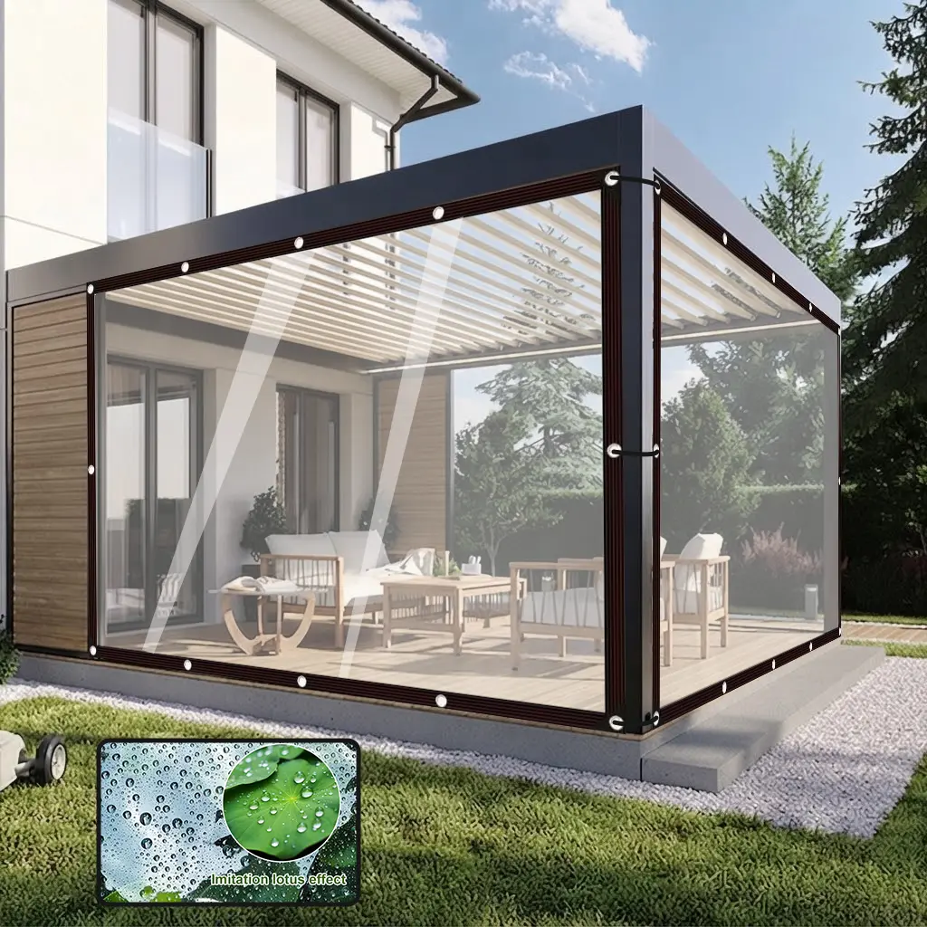 Heavy Duty Clear Waterproof Tarp with Grommets, 10x13 FT Transparent Vinyl Tarp Cover for Greenhouse, Patio, Porch Enclosure, Garden and Outdoor Storage，Clear Patio Enclosure