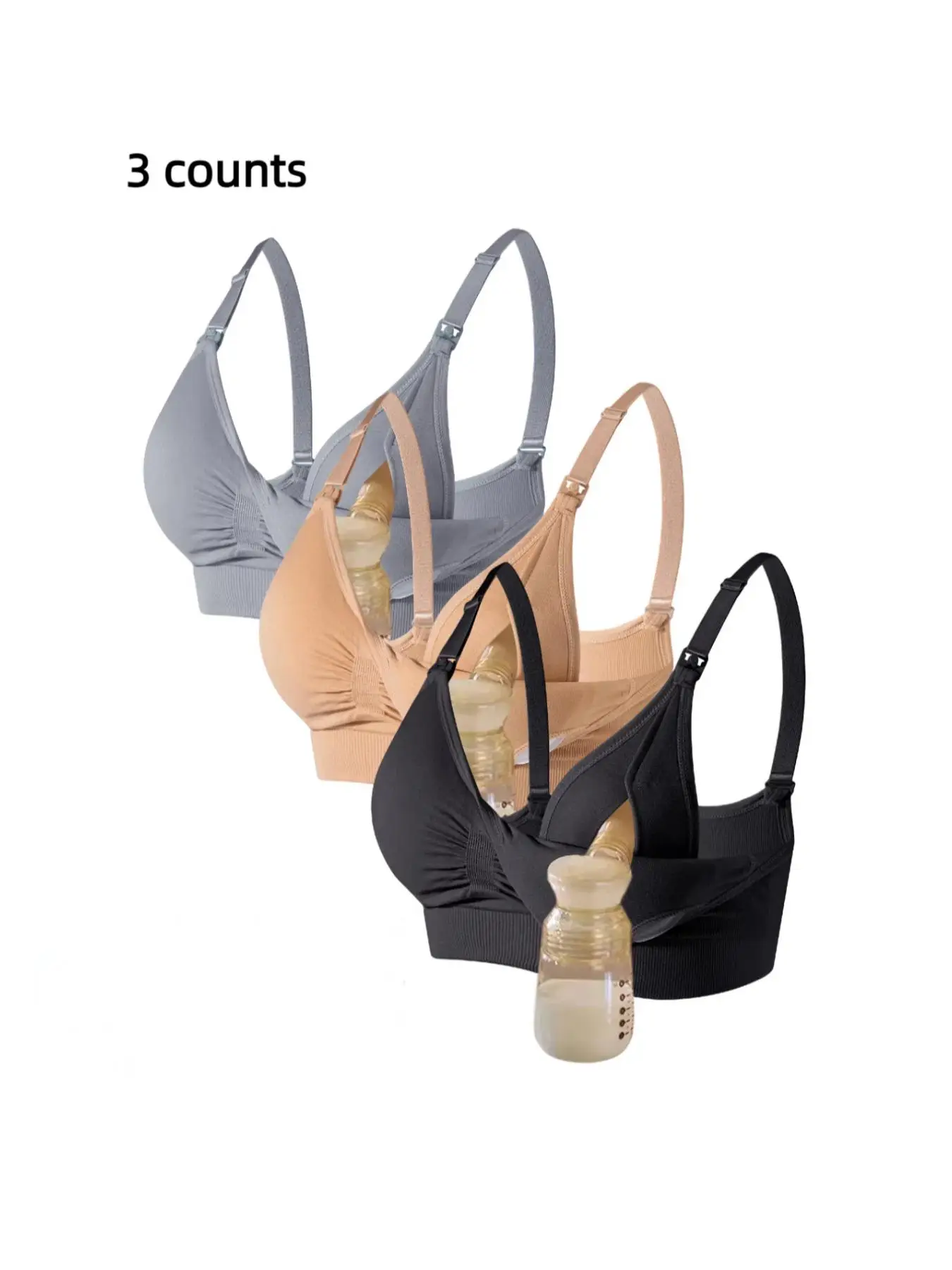 Women's Solid Color Adjustable Strap Maternity Bra, Comfortable Breathable Removable Chest Pad Nursing Bra, Maternity Lingerie for All Seasons