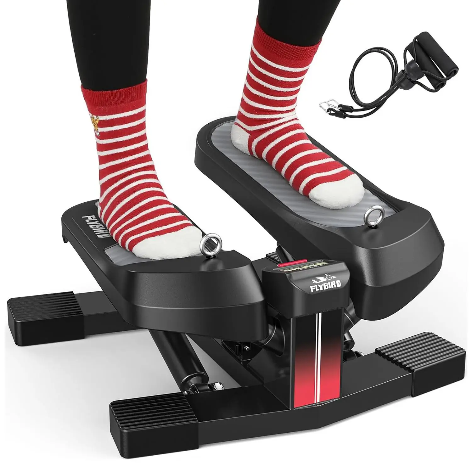 FLYBIRD Stair Stepper for Exercises, Pro Twist Stepper Machine with Resistance Band, 350LB Weight Capacity, Home Cardio Exercise for Hips Extension Le