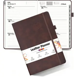 2026 Weekly & Monthly Planner, 12 Months Hardcover Planner from January 2026 - December 2026, Leather Agenda Organizer Book 2026 with Tabs, Daily Calendar Planners for Work School , A5 (5.75" x 8.38"), Brown