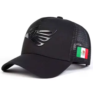 Black Mexico Logo embroidered Trucker Hat - Urban Streetwear Unisex Style, Fitted Cap for Men and Women, Adjustable Gorras Sombreros