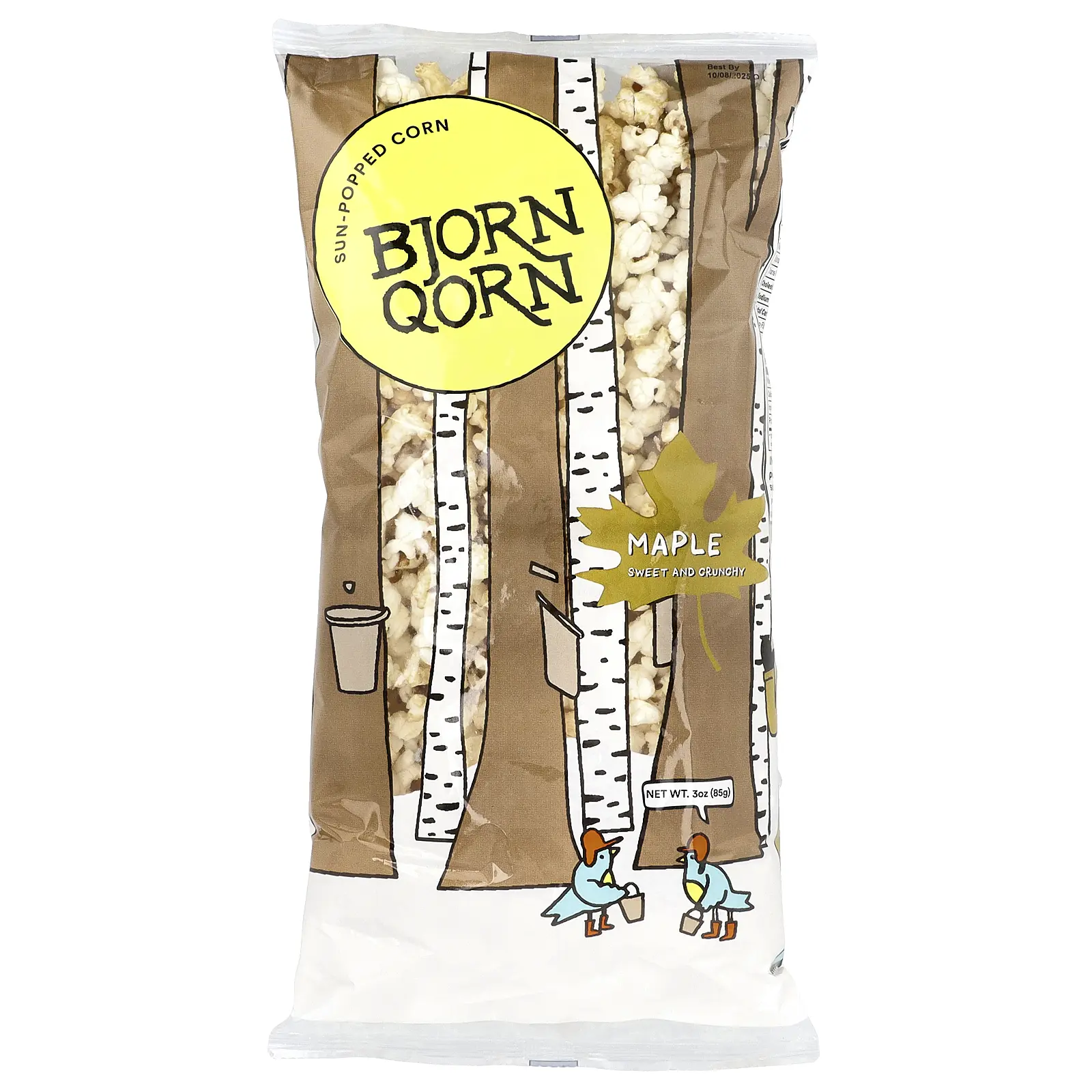 BjornQorn Sun-Popped Corn, Maple, 3 oz (85 g)
