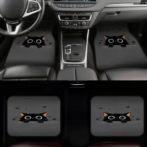 4pcs Car Floor Mats, Car Interior Accessory for SUVs or Hatchbacks, offering Convenient Cleaning surfaces and Thoughtful Present opportunities, while Travel with Pets and Family Car Use are enhanced by the Cat Peeking Adventure Pattern.
