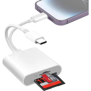 SD Card Reader for  Camera Adapter with Dual Interface Memory Card Reader for /MacBook/USBC Laptop for SD/TF, Plug & Play, Camera Accessories