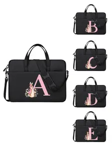 Letter & Rabbit Pattern Laptop Bag, Adjustable Shoulder Strap Laptop Bag, Stylish and Simple Laptop Bag for Office Workers, Men's and Women's Commuting Use, Laptop Shoulder Handbag