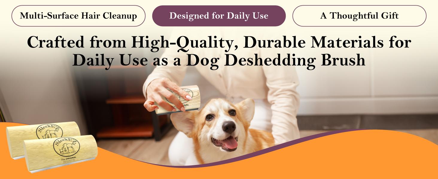SleekEZ Dog Brush for Shedding & Dog Grooming Supplies |   Pet Hair Removal Tool |   Great For All Fur Types |   For Short, Medium, & Long Hair Pets |   Reduces Shedding by 95% |   Made in USA |   5 inch