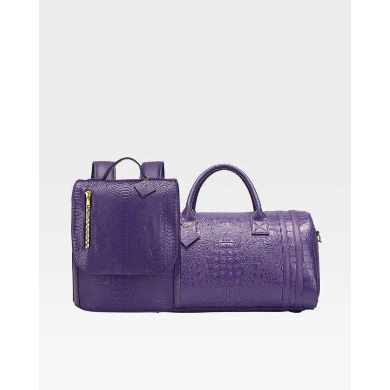 Purple Statement Weekender Travel Set V2, Glamorous Overnight Travel Bags for Short Trips, Glamorous Travel Bags