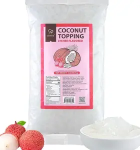 Soeos Lychee Flavored Coconut Jelly Strips, 2.2 lbs (1 Kg), Lychee Jelly for Boba Tea, Sweet and Chewy Tropical Snack, Perfect Topping for Ice Cream, Desserts