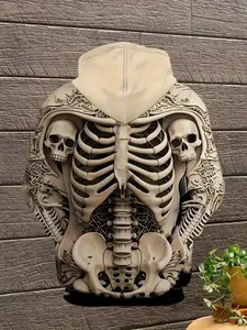 Trend Fashion Hoodie Halloween Skull 3D Digital Print, Standout Visual Appeal, Perfect for Parties & Trendy Outings, Unisex Style