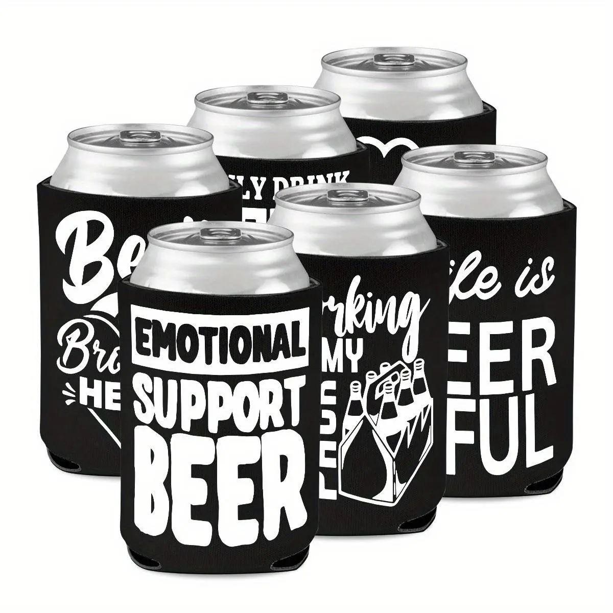 Beer Can Cooler, Letter Pattern Can Cooler, Insulated Drink Sleeve for Soda & Beer, Ideal for Parties