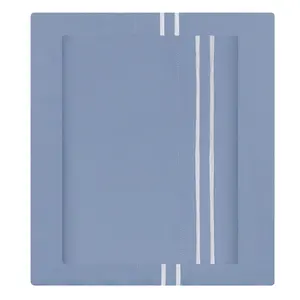 Coastal Blue 400 Thread Count Embroidered Lines Flat Sheet